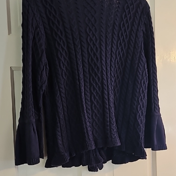 Navy Cable Knit Cardigan Sweater - Picture 3 of 7
